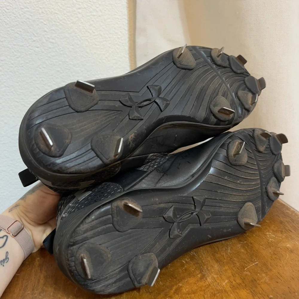 Under Armour Mens Harper One Baseball Soccer Cleats Black Sand‎ Strap Size 8M US